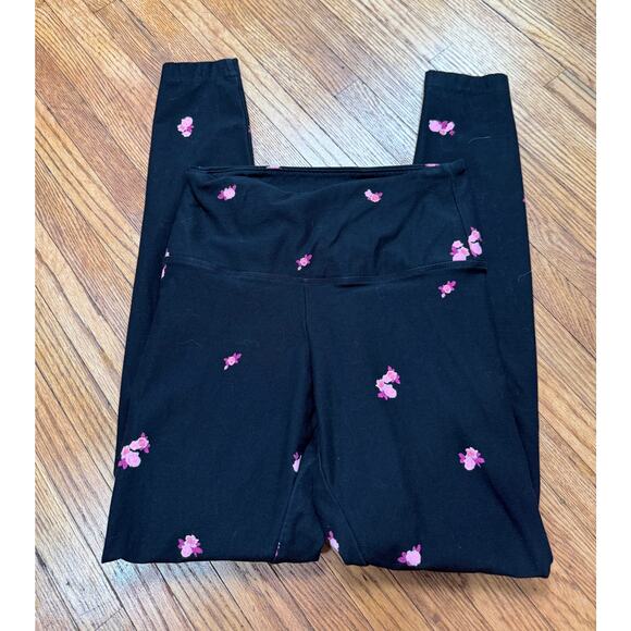 VS PINK Floral High Waisted Black Yoga Leggings Sz S Workout Gym Athleisure - Picture 3 of 6
